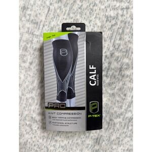 P-TEX PRO Knit Compression Calf Sleeves Black Grey Large Pair P-TEXC600